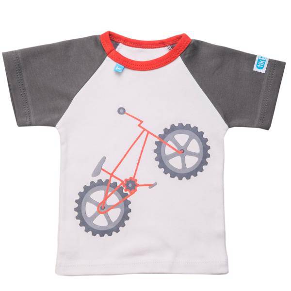 تی شرت آستین کوتاه تیک تاک طرح تمام چاپ دوچرخه، Tik Tak Bicycle Full Printed Baby T-Shirt With Short Sleeve