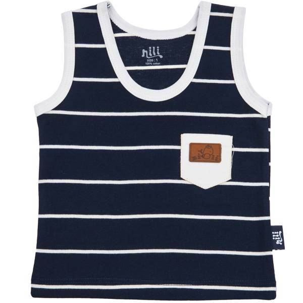 زیرپوش رکابی نوزادی نیلی مدل Navy Blue Stripes، Nili Navy Blue Stripes Baby Singlet