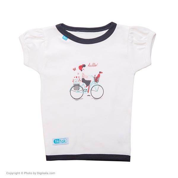 تی شرت آستین کوتاه تیک تاک طرح دوچرخه خالدار، Tik Tak Bicycle Guttate Baby T-Shirt With Short Sleeve