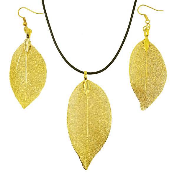 نیم ست بیژوتکس مدل برگ ظریف، Bijoutex golden leaf set
