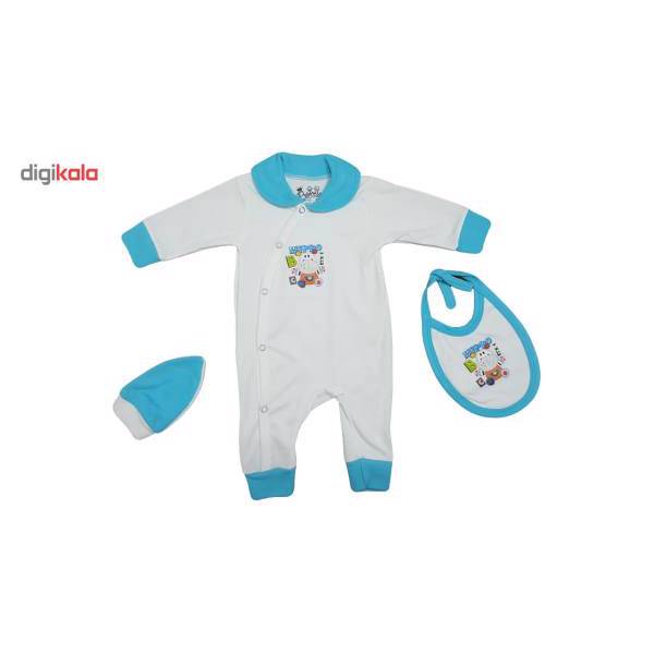 ست سه تکه سرهمی لباس نوزادی برند پرنسس مدل BLUE، BABY DRESS PRINCESS BRAND - BLUE