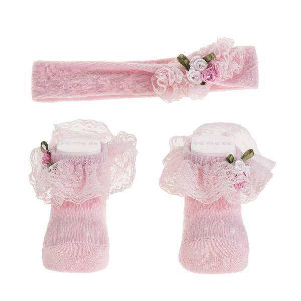 ست هدبند و جوراب نوزادی یومسه مدل 4002P، Yumese 4002P Baby Headband And Socks Set