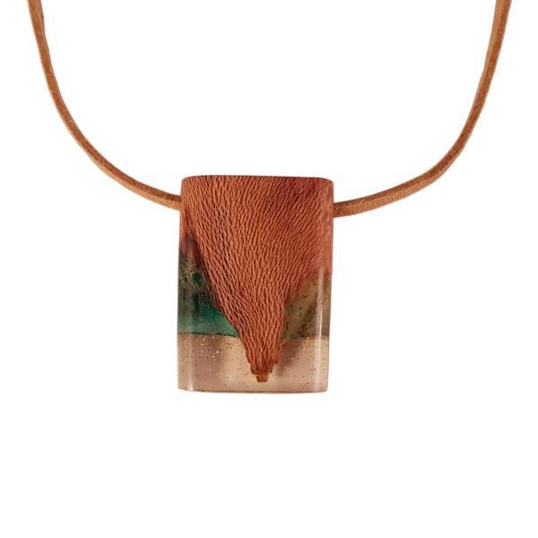 گردنبند چوب و رزین اکسار کد 122، Exar necklace wood and resins code 122