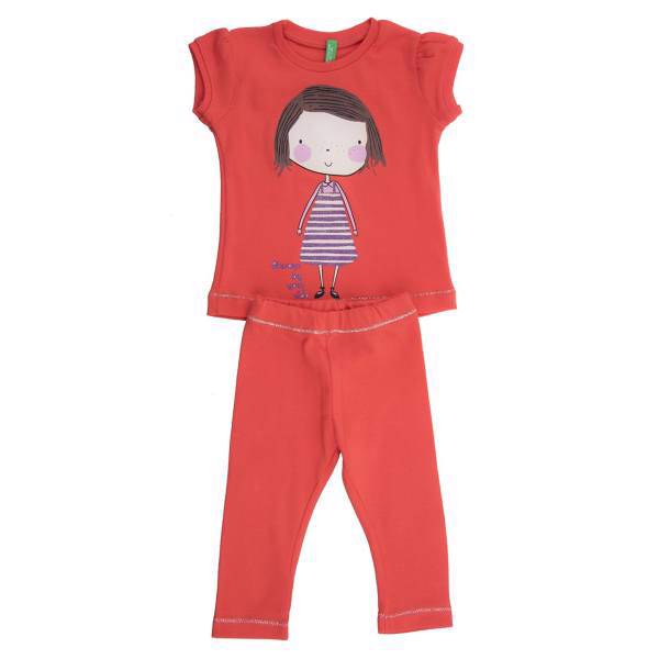 ست لباس دخترانه بنتون مدل 1496، Benetton 1496 Baby Girl Clothing Set