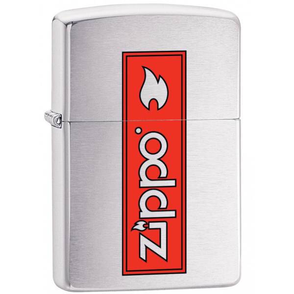 فندک زیپو مدل Logo Brushed Chrome کد 29203، Zippo Logo Brushed Chrome 29203 Lighter