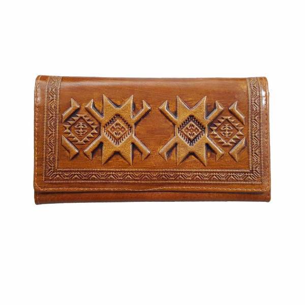 کیف پول زنانه چرم نگار طرح گلیم مدلCN-205071