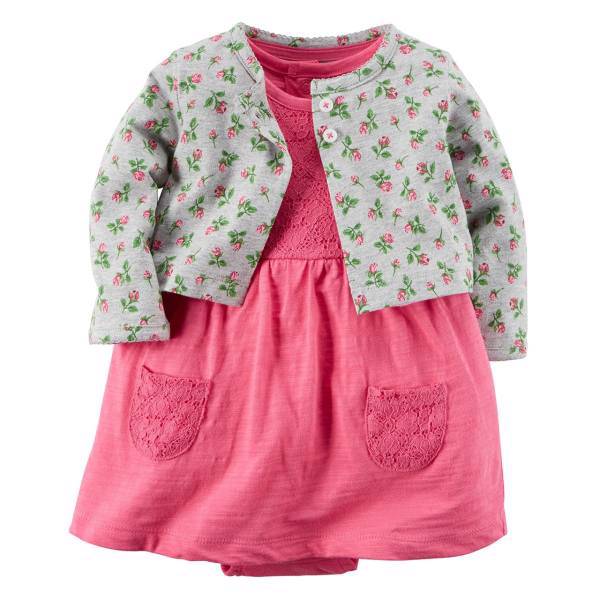 ست پیراهن و ژاکت کارترز مدل 121G828، Carters 121G828 Dress And Cardigan Set