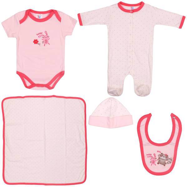 ست لباس نوزاد هپی بیر مدل 46475 بسته 5 عددی، Happy Bear 46475 Baby Clothing Set Pack Of 5