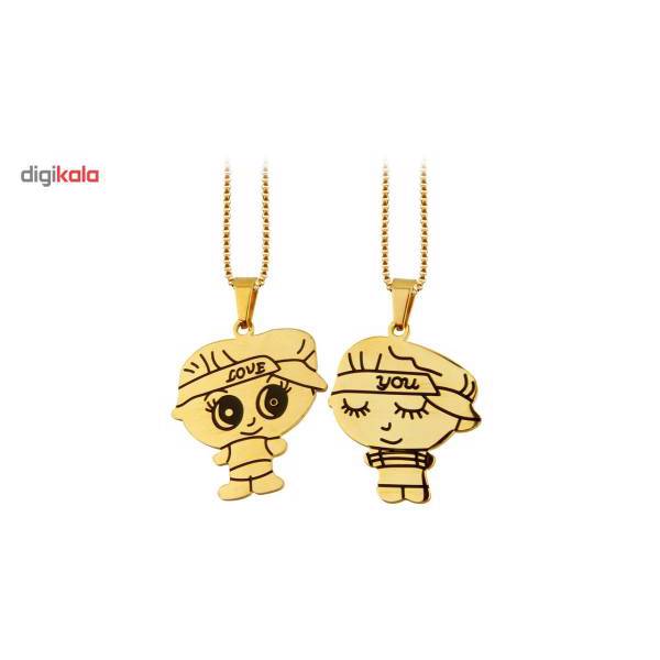 گردنبند شهر شیک طرح دختر و پسر Love You مدل G183 بسته دو عددی، Shahr Shik Boy and Girl Love You G183 Necklace Pack Of 2