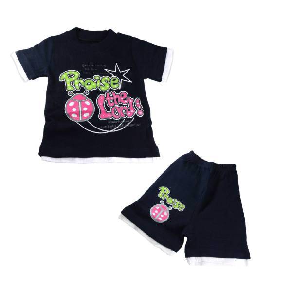 ست تی شرت و شلوارک بچه گانه جی جی کو دخترانه کد 12، Jjco T-Shirt And Short Set For girl Kids Navy 12