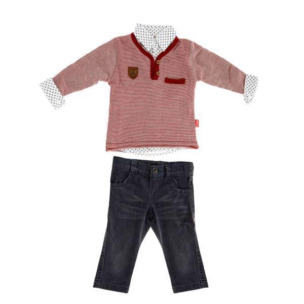 ست لباس پسرانه پوپولین مدل 7012، Popolin 7012 Baby Boy Clothing Set