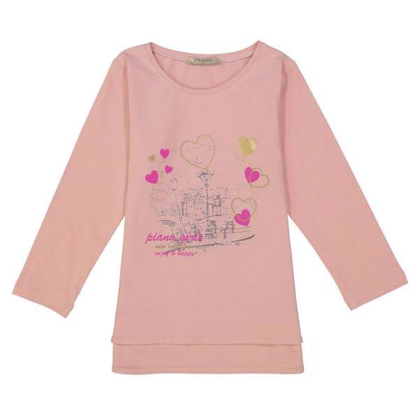 تی شرت آستین بلند دخترانه پیانو مدل 2952، Piano 2952 Long Sleeve T-shirt For Girl