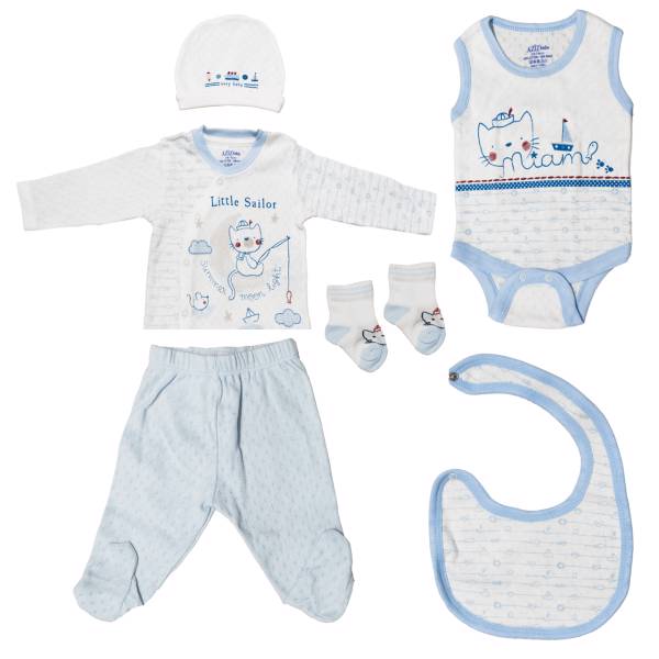 ست لباس نوزادی عزیز ببه مدل 005176، Aziz Bebe 005176 Baby Clothes Set