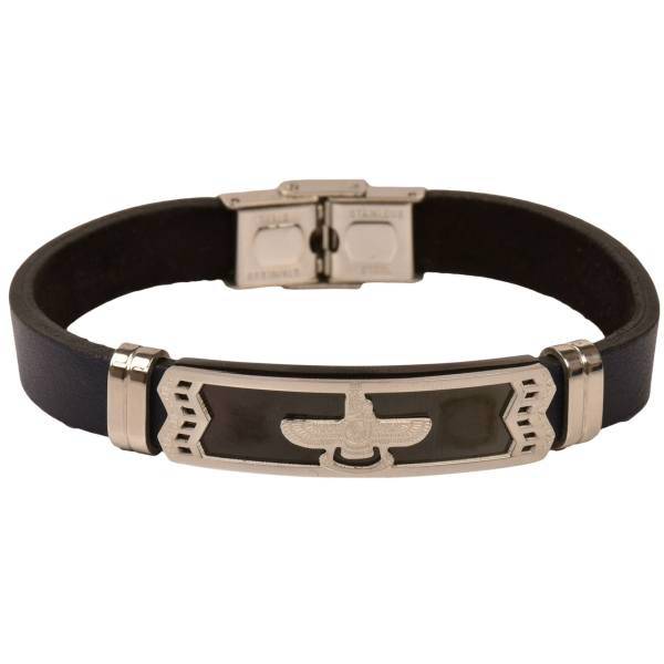 دستبند چرمی کهن چرم طرح فروهر مدل BR25-11، Kohan Charm Farvahar BR25 Leather Bracelet