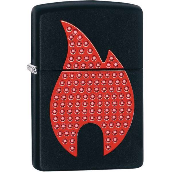 فندک زیپو مدل Bling Zippo Flame Black Matte کد 29106، Zippo Bling Zippo Flame Black Matte 29106 Lighter