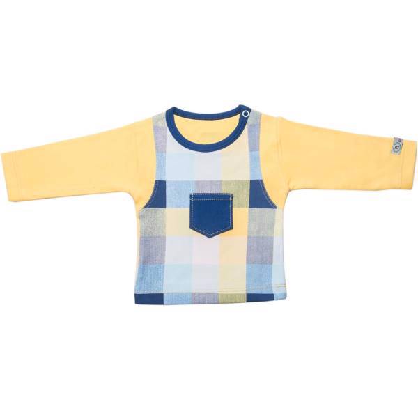 تی شرت آستین بلند برگ سبز طرح شطرنجی، Barge Sabz Plaid Baby T-Shirt With Long Sleeve