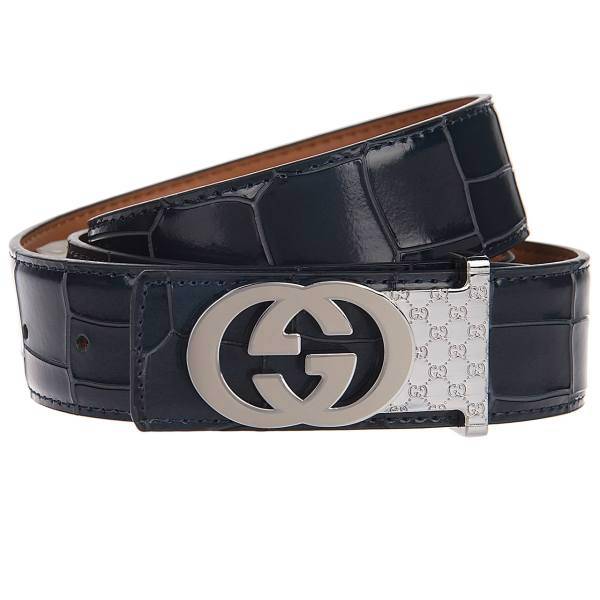 کمربند مردانه جی دبلیو ال مدل A17 Blue طرح گوچی، JWL A17 Blue Belt For Men