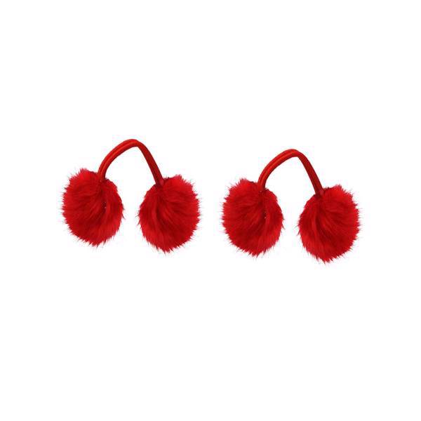 کش مو پاپیونی جفتی مدل پوم پوم، papioni pom pom hair tie