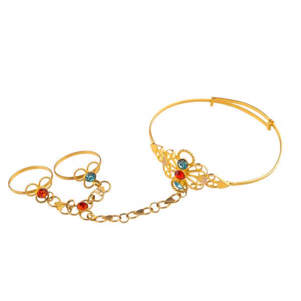 دستبند بچه گانه طلا 18عیار گالری طلاچی مدل دو انگشتر 1، Gold earings