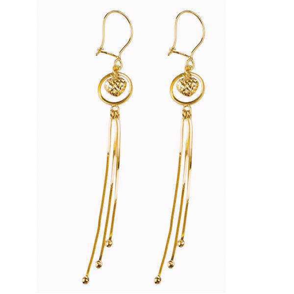 گوشواره طلا 18 عیار گالری طلاچی مدل آویز 9، Gold earings