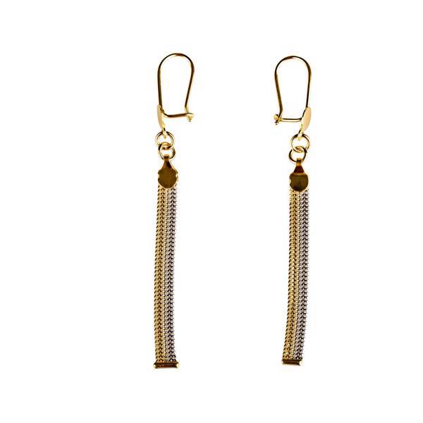 گوشواره طلا 18 عیار طرح حصیری دو رنگ، Gold earings