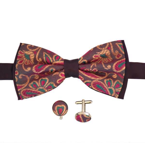 ست پاپیون و دکمه سردست ترمه کد TP001، Termeh TP001 Bow Tie and Cufflinks Set
