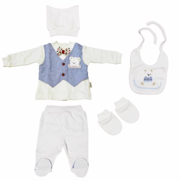 ست لباس نوزادی Flexi مدل 234064Blue، Flexi 234064Blue Baby Clothes Set