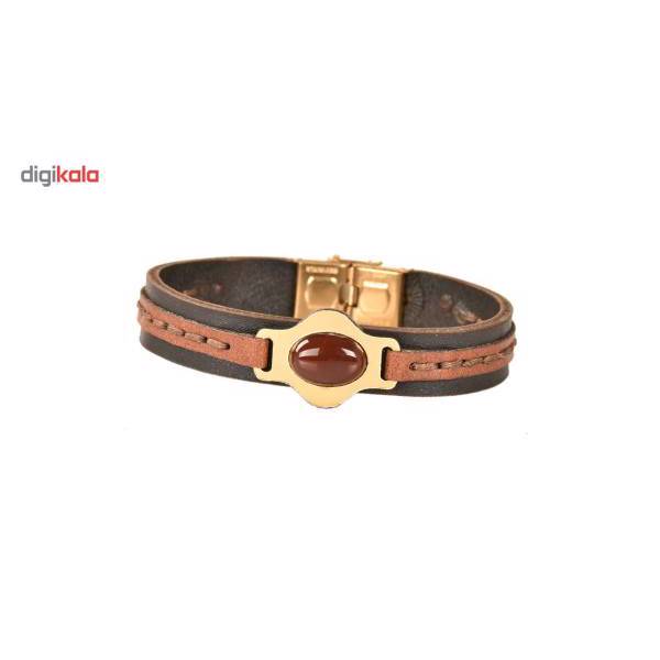 دستبند چرمی کهن چرم سنگ عقیق مدل BR152-15، Kohan Charm BR152-15 Leather Bracelet