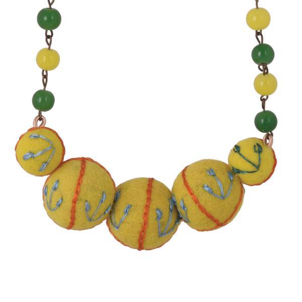 گردنبند سوزن دوزی گالری آرژه طرح توپ طلایی مدل 00-24، Arzhe 24-00 Golden Ball Needlework Necklace
