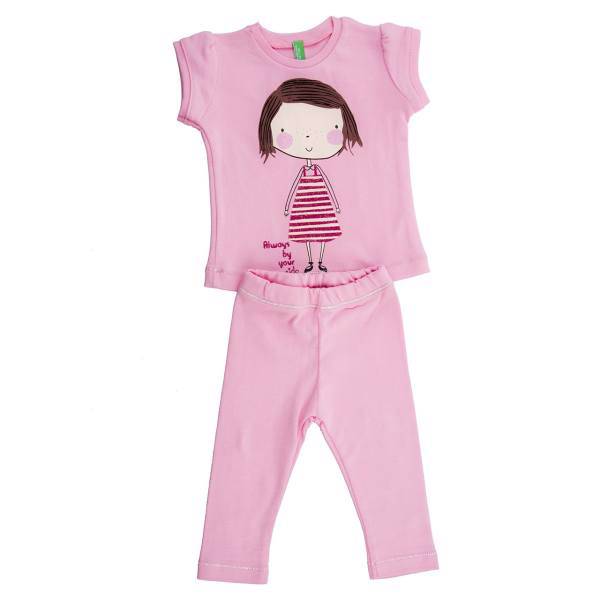 ست لباس دخترانه بنتون مدل 1-1496، Benetton 1496-1 Baby Girl Clothing Set