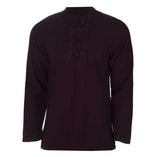 پیراهن آندیا مدل چهارگره زرشکی، Andya Pattern 7 Long Sleeve Shirt For Men