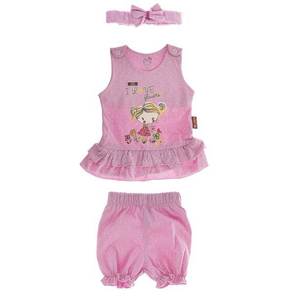 ست لباس دخترانه آدمک مدل 2915001P، Adamak 2915001P Baby Girl Clothing Set