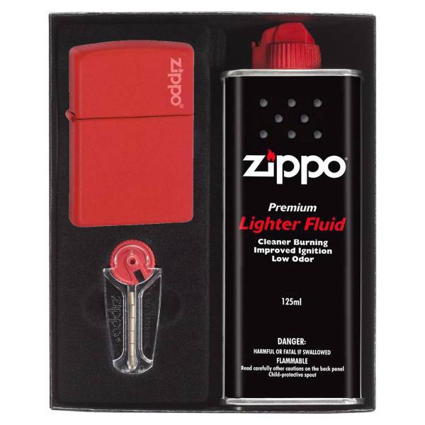 ست هدیه فندک زیپو مدل Red Matte with Zippo Logo کد 233ZL، Zippo Red Matte with Zippo Logo 233ZL Lighter GIFT SET