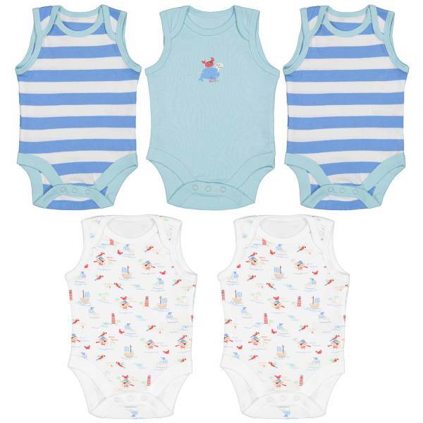 ست زیر دکمه دار رکابی مادرکر مدل E5333 بسته 5 عددی، Mothercare E5333 Under Button Singlet Set Pack Of 5