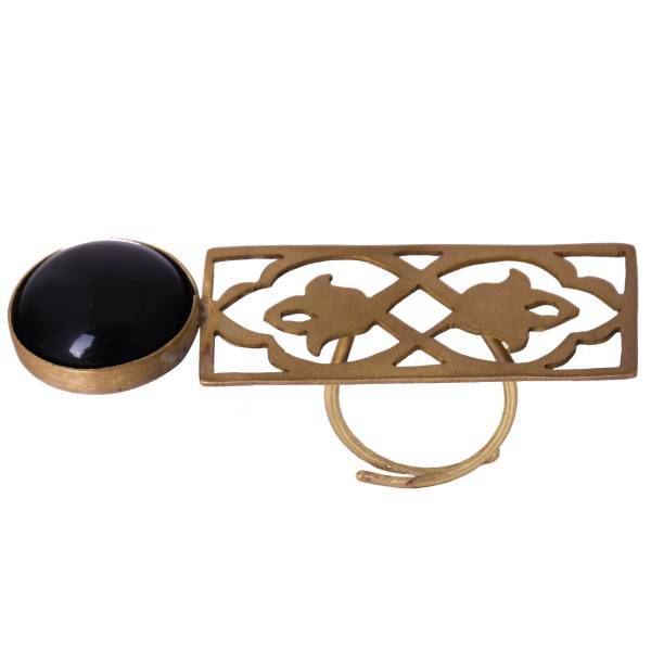 انگشتر گالری نیلکا طرح بلند با عقیق مشکی مدل 00-38، Nilka Gallery 38-00 Long With Back Onyx Ring