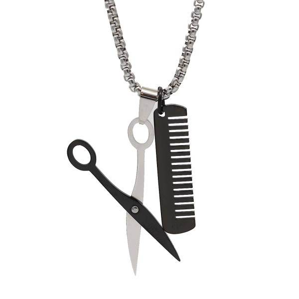 گردنبند لوکسین طرح شانه و قیچی مدل N611، Loxin Comb And Scissors N611 Necklace