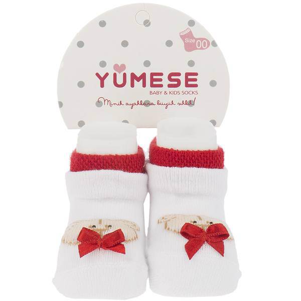 جوراب نوزاد قرمز یومسه مدل 3348، Yumese R 3348 Socks