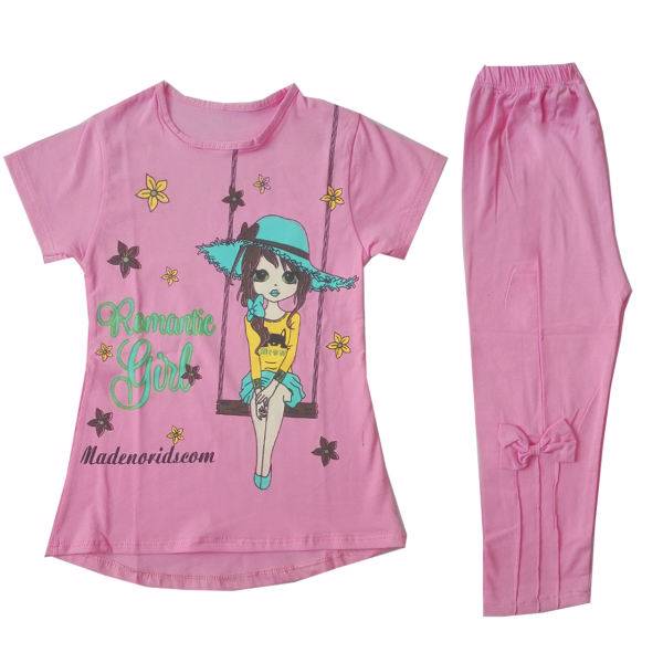 ست تی شرت و شلوارک دخترانه رادین مدل Girl کد B-0010