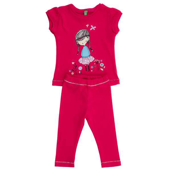 ست لباس دخترانه بنتون مدل 1477، Benetton 1477 Baby Girl Clothing Set