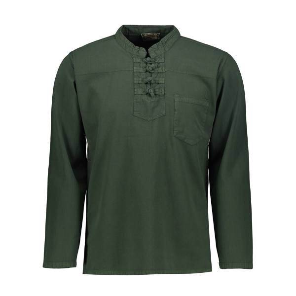 پیراهن چهار گره سبز الیاف طبیعی پخش ملودی، Barman 99 Long Sleeve Shirt For Men