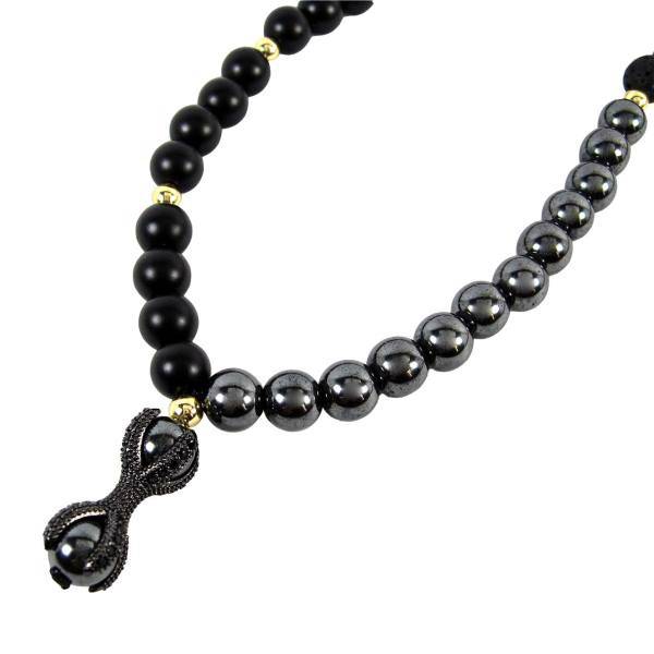 گردنبند مهره ای مانچو طرح سواروسکی مدل sf514، mancho sf514 Necklaces Onyx and Hematite Swarovski Designs