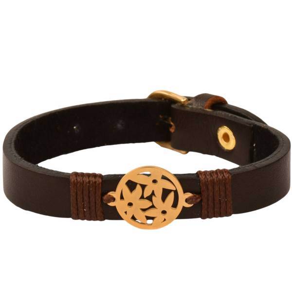 دستبند چرمی کهن چرم طرح گل مدل BR19-15، Kohan Charm Flower BR19-15 Leather Bracelet