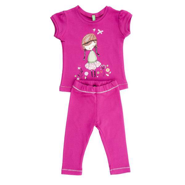 ست لباس دخترانه بنتون مدل 1478، Benetton 1478 Baby Girl Clothing Set