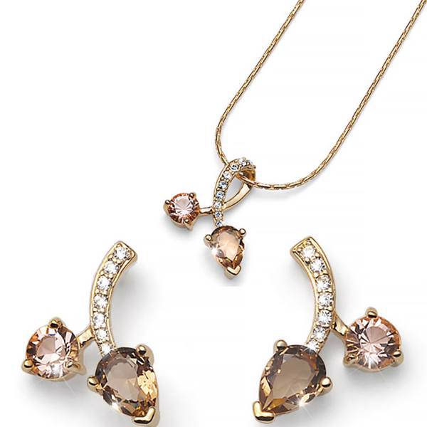 نیم ست کریستال الیور وبر مدل توپاز شگفت انگیز 99419352G، Oliver Weber 99419352G Stunning Topaz Half Set