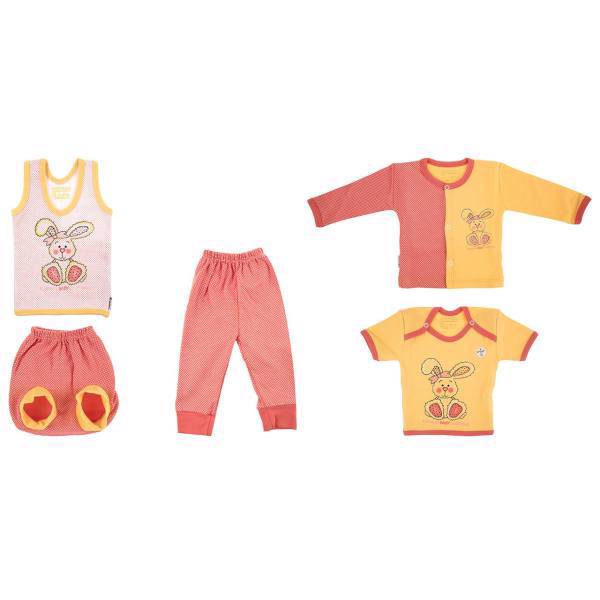 ست لباس نوزادی 5تیکه ارگانیک رویش مدل Little Rabbit، Rooyesh Little Rabbit Children And Baby Clothes