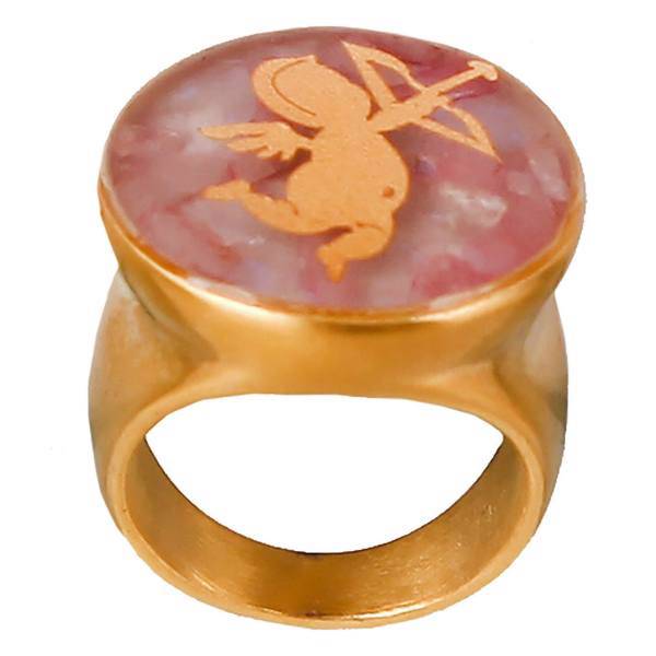 انگشتر ورق طلا گالری الون طرح فرشته و کمان کد 198069، Alone 198069 Angel And Bow Gold Ring