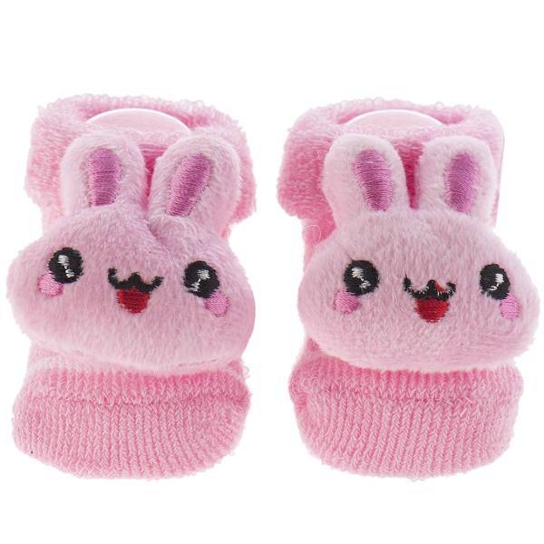 جوراب عروسکی بیبی ساکس طرح خرگوش، Baby Socks Pink Rabbit Puppet Footwear