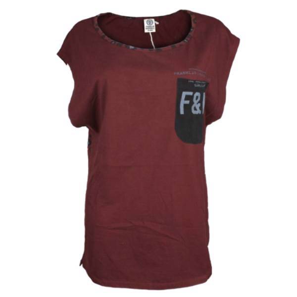 بلوز زنانه فرانکلین مارشال مدل جرزی پلنگی کد 02، Franklin Marshall Tshirt Jersey Short Bordeaux for woman