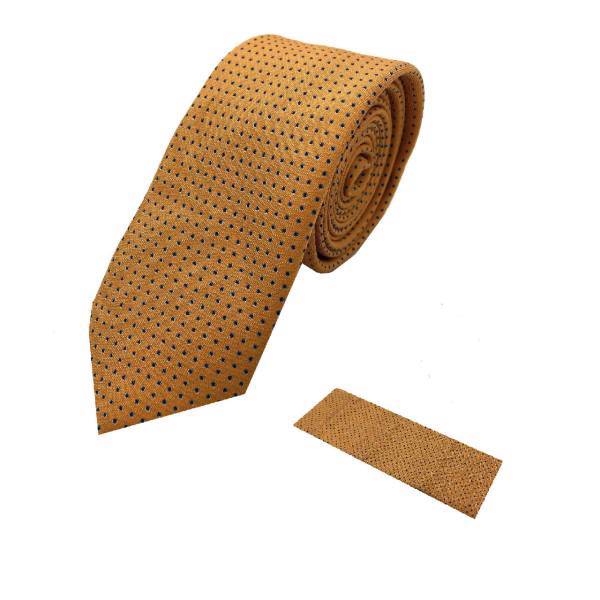 ست کراوات و دستمال جیب هکس ایران مدل AL-ST ORNJ NQR BLU