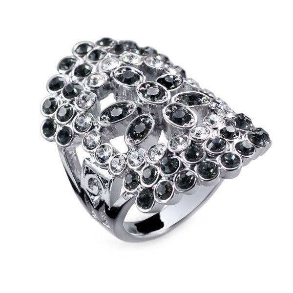 انگشتر کریستال الیور وبر مدل مرسوم کد 2496M، Ring Trendy rhod. crystal/bl. diamond M